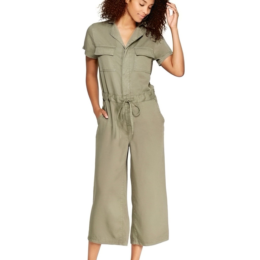 Universal Threads Olive Green Jumpsuit Union Suit Ankle Capri Short Sleeve XS